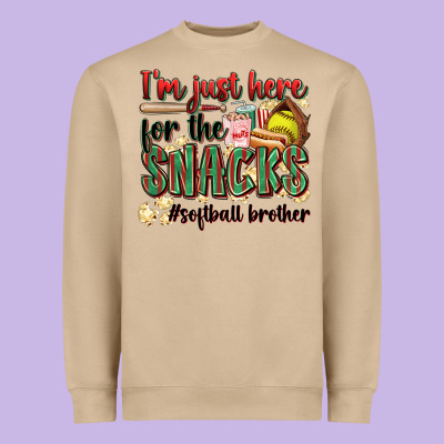 I'm Just Here For The Snacks #softball Brother Heavyweight Sweatshirt Designed By Zillion Design Studio