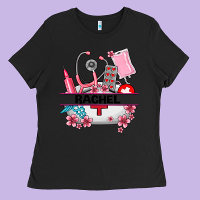 Costom Name Nurse Hat And Elements Ladies Tee Designed By Adodesignshop