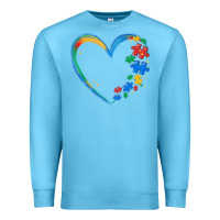 Ocean Blue autism heart Premium Sweatshirt - MaliasSmallBusiness
