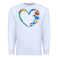 White autism heart Premium Sweatshirt - MaliasSmallBusiness