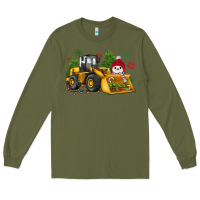 Army Green christmas bulldozer snowman Long Sleeve Tee - JahusDesignShop