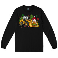 Black christmas bulldozer snowman Long Sleeve Tee - JahusDesignShop