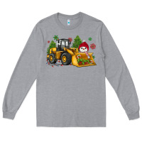 Heather Grey christmas bulldozer snowman Long Sleeve Tee - JahusDesignShop