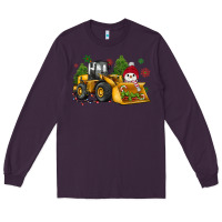 Plum christmas bulldozer snowman Long Sleeve Tee - JahusDesignShop