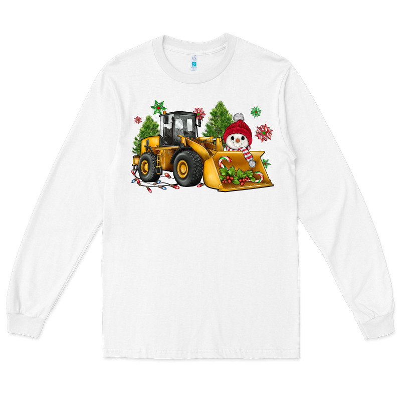 Christmas Bulldozer Snowman Long Sleeve Tee by JahusDesignShop | Teevron
