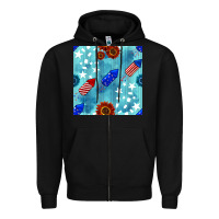 Black patriotic fireworks and sunflower Zipper Hoodie - BundleAndBundleShop