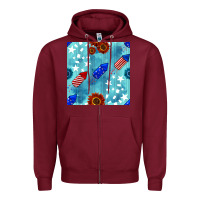 Burgundy patriotic fireworks and sunflower Zipper Hoodie - BundleAndBundleShop