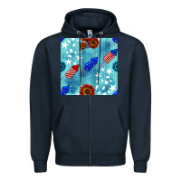 Navy patriotic fireworks and sunflower Zipper Hoodie - BundleAndBundleShop