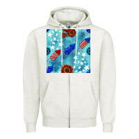Oatmeal Heather patriotic fireworks and sunflower Zipper Hoodie - BundleAndBundleShop
