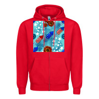 Red patriotic fireworks and sunflower Zipper Hoodie - BundleAndBundleShop