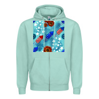Seafoam patriotic fireworks and sunflower Zipper Hoodie - BundleAndBundleShop