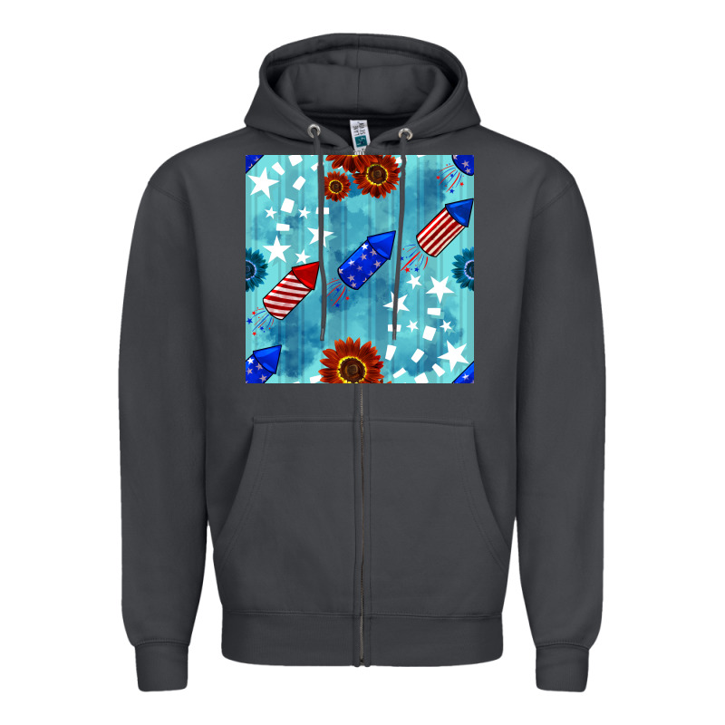 Patriotic Fireworks And Sunflower Zipper Hoodie by BundleAndBundleShop | Teevron
