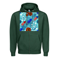 Sports Green patriotic fireworks and sunflower Zipper Hoodie - BundleAndBundleShop