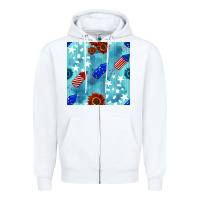 White patriotic fireworks and sunflower Zipper Hoodie - BundleAndBundleShop