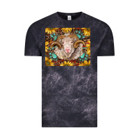 Cloud Black merino ram with sunflowers and gemstone mousepad Vintage Tee - BarkalooDesign