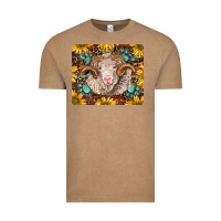 Vintage Coffee merino ram with sunflowers and gemstone mousepad Vintage Tee - BarkalooDesign