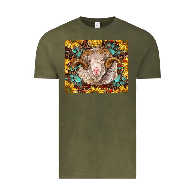 Merino Ram With Sunflowers And Gemstone Mousepad Vintage Tee by BarkalooDesign | Teevron