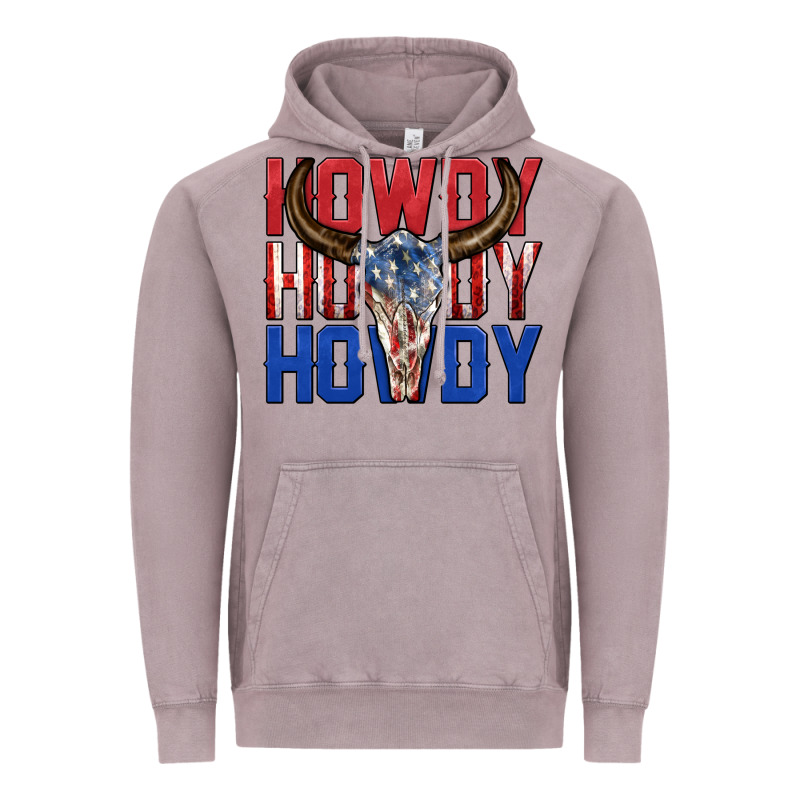 Howdy Howdy Howdy 4th Of July Bull Skull Billie Wi Vintage Hoodie by texasbilliewilder | Teevron