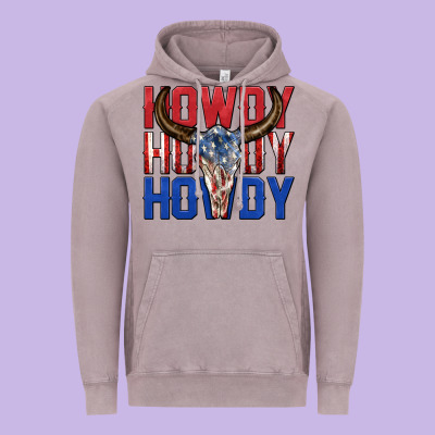 Vintage Hoodie howdy howdy howdy 4th of july bull skull billie wi