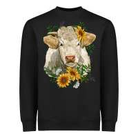 Charolais Cattle With Sunflowers Heavyweight Sweatshirt | Teevron