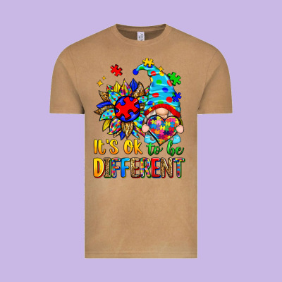 It's Ok To Be Different Autism Gnome Vintage Tee Designed By Zillion Design Studio