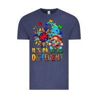 Vintage Denim it's ok to be different autism gnome Vintage Tee - Zillion Design Studio