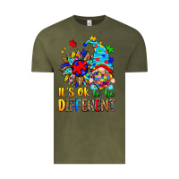 Vintage Olive it's ok to be different autism gnome Vintage Tee - Zillion Design Studio