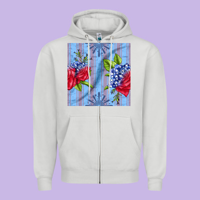 Patriotic Rose Zipper Hoodie Designed By Bundleandbundleshop