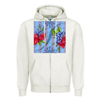 Oatmeal Heather patriotic rose Zipper Hoodie - BundleAndBundleShop
