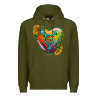 Army Green Lgbtq Heart With Sunflower Premium Hoodie - BundleAndBundleShop