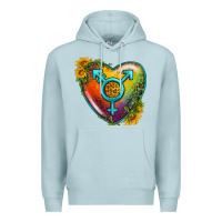 Blue Mist Lgbtq Heart With Sunflower Premium Hoodie - BundleAndBundleShop