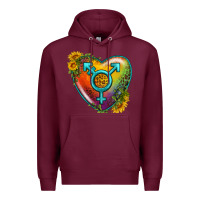Burgundy Lgbtq Heart With Sunflower Premium Hoodie - BundleAndBundleShop