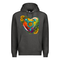 Charcoal Heather Lgbtq Heart With Sunflower Premium Hoodie - BundleAndBundleShop