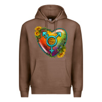 Chestnut Lgbtq Heart With Sunflower Premium Hoodie - BundleAndBundleShop