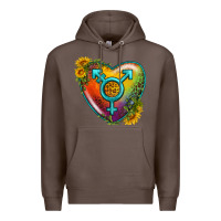 Coffee Lgbtq Heart With Sunflower Premium Hoodie - BundleAndBundleShop