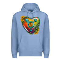 Colony Blue Lgbtq Heart With Sunflower Premium Hoodie - BundleAndBundleShop