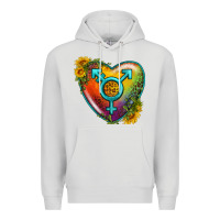 Dove Grey Lgbtq Heart With Sunflower Premium Hoodie - BundleAndBundleShop