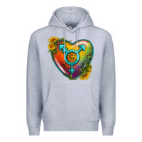 Heather Grey Lgbtq Heart With Sunflower Premium Hoodie - BundleAndBundleShop