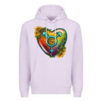 Lilac Lgbtq Heart With Sunflower Premium Hoodie - BundleAndBundleShop