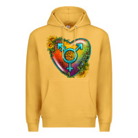 Mustard Lgbtq Heart With Sunflower Premium Hoodie - BundleAndBundleShop