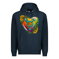 Navy Lgbtq Heart With Sunflower Premium Hoodie - BundleAndBundleShop