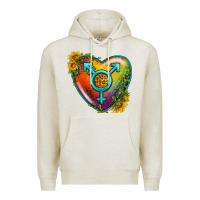 Oatmeal Heather Lgbtq Heart With Sunflower Premium Hoodie - BundleAndBundleShop