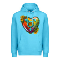 Ocean Blue Lgbtq Heart With Sunflower Premium Hoodie - BundleAndBundleShop