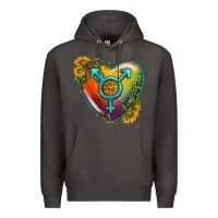 Smoke Lgbtq Heart With Sunflower Premium Hoodie - BundleAndBundleShop