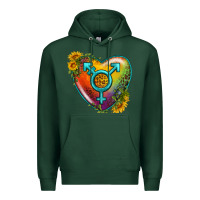 Sports Green Lgbtq Heart With Sunflower Premium Hoodie - BundleAndBundleShop