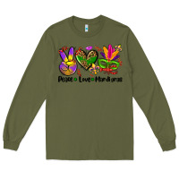 Army Green peace love  mardi gras Long Sleeve Tee - AdoDesignShop