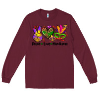 Burgundy peace love  mardi gras Long Sleeve Tee - AdoDesignShop