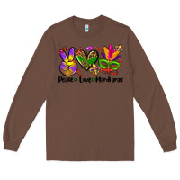 Chestnut peace love  mardi gras Long Sleeve Tee - AdoDesignShop