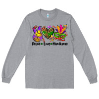 Heather Grey peace love  mardi gras Long Sleeve Tee - AdoDesignShop