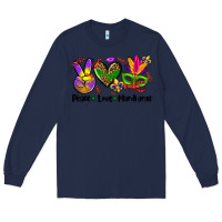 Navy peace love  mardi gras Long Sleeve Tee - AdoDesignShop